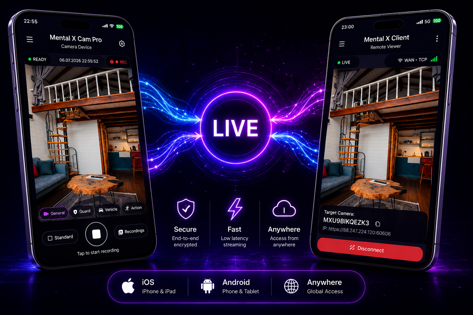 Mental X Cam Pro and Client live connection visual