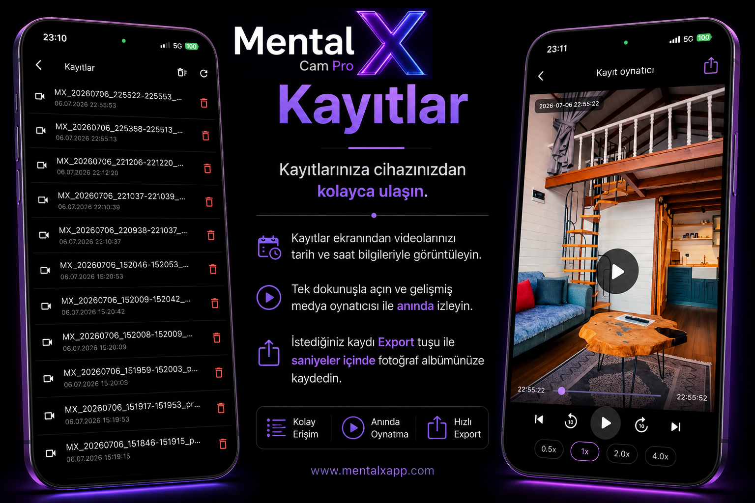 Kayıtlar ve medya oynatıcı görseli